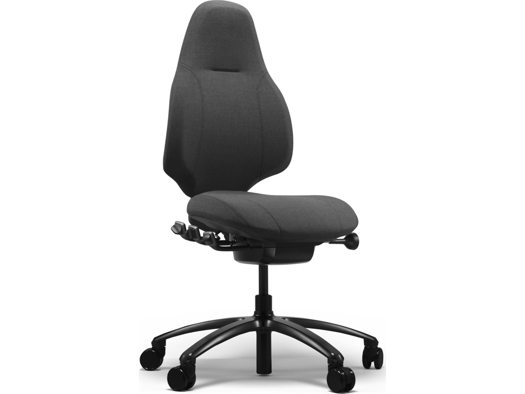 KONTORSTOL RH MEREO 220 MED  SORT SELECT STOF SC60999 OG SORT STEL. GAS B. 8212. 10 ÅRS GARANTI. BLØDE HJUL.