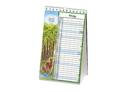 KALENDER PLAKATFORLAGET 2027 SPIRALILLEN 5 KOLONNER 10X17CM 2724