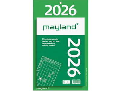 KALENDER MAYLAND 2026 26254000 KÆMPEAFRIVNINGSKALENDER MED BAGSIDETEKST 165X235MM