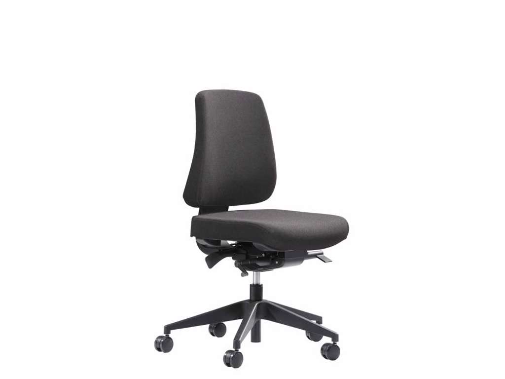 KONTORSTOL HH MODEL 01 COMFORT MED SORT STOF OG BLØDE HJUL 