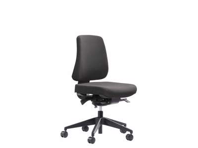 KONTORSTOL HH MODEL 01 COMFORT MED SORT STOF OG BLØDE HJUL 