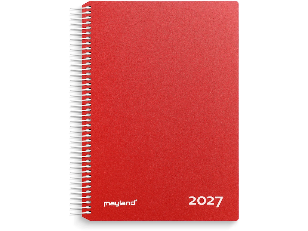 KALENDER MAYLAND 2027 27218010 TIMEKALENDER RØD PP-PLAST 24,2X18,5CM