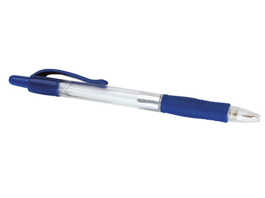 KUGLEPEN M. TRYKKNAP OG GUMMIGREB BLÅ STREGBREDDE 0,7MM 446001
