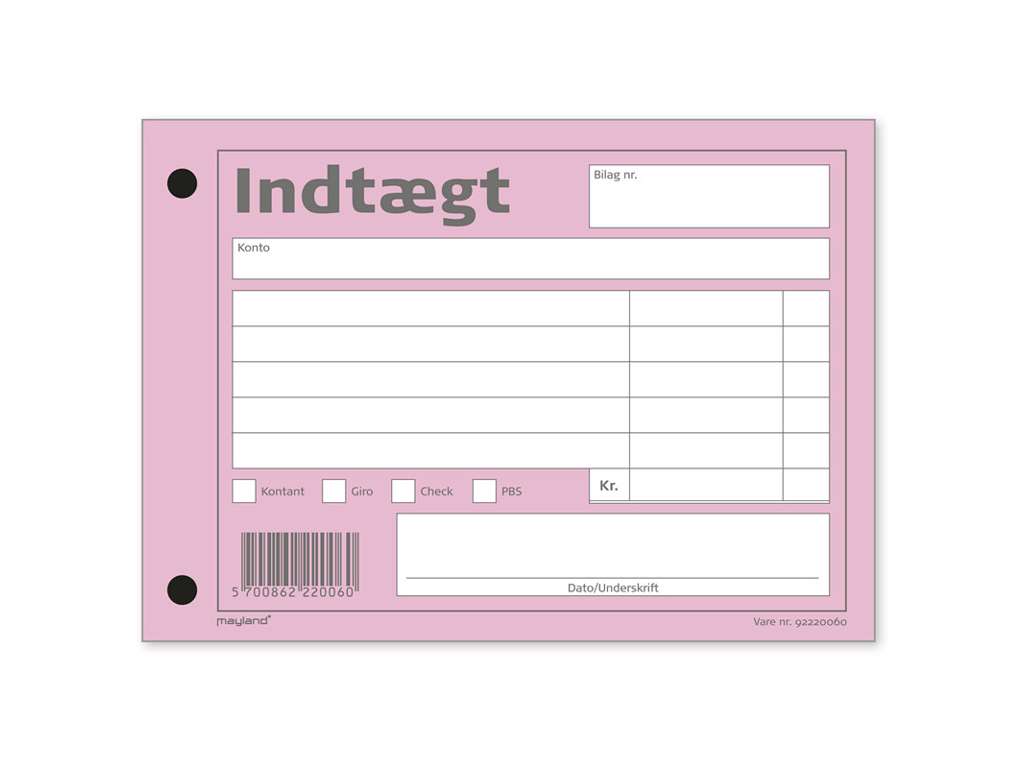 BLANKET INDTÆGTSBILAG 100 BLADE 100 X 148 MM. 92 2200 60 92220060