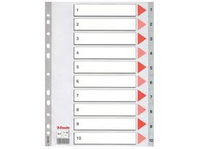 REGISTER Q-LINE A4 PLAST 1-10 GRÅ MED KARTONFORBLAD 17873 