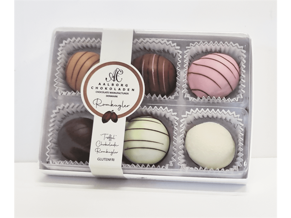 AALBORG CHOKOLADEN TRØFFEL ROMKUGLE 6 STK. 240GR. 