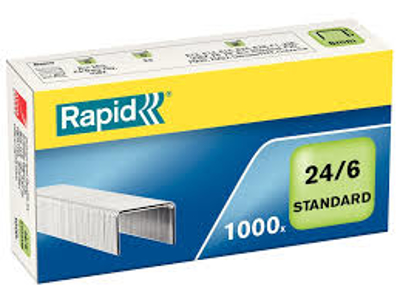 HÆFTEKLAMME RAPID STANDARD 24/6 GALVANISERET 1000 STK/PK. 24855600