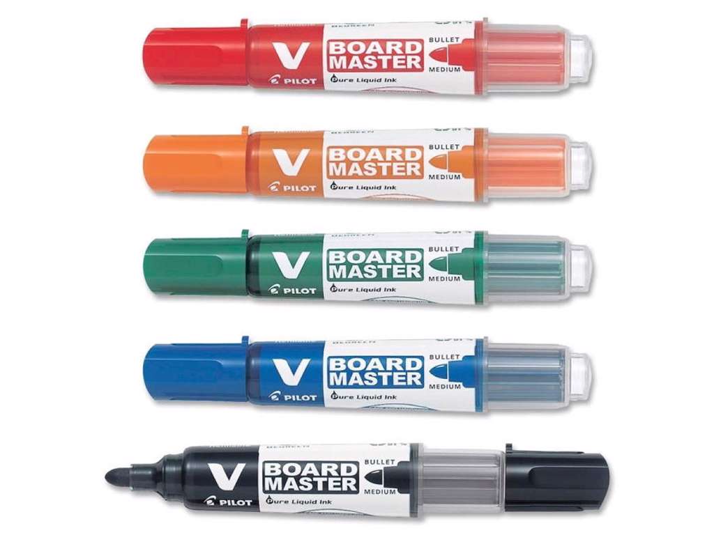 MARKER PILOT WHITEBOARD 5 ASS. FARVER RUND SPIDS              == 