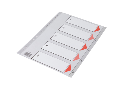 REGISTER Q-LINE A4 PLAST 1-5 GRÅ MED KARTONFORBLAD 17872