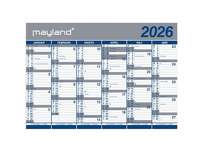 KALENDER MAYLAND 2026 26064100 KÆMPEKALENDER 2X6MDR. PAPIR 100X70CM
