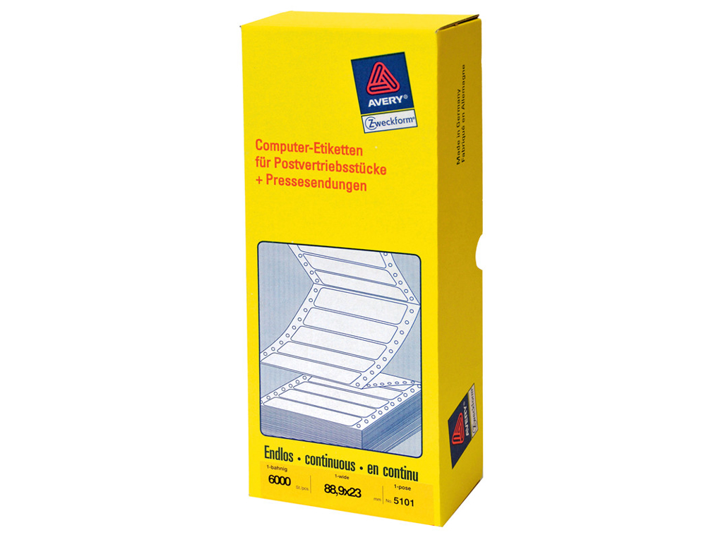 PRINTERETIKET I ENDELØSE BANER*** 23X106 MM. 6000 STK. 42141 