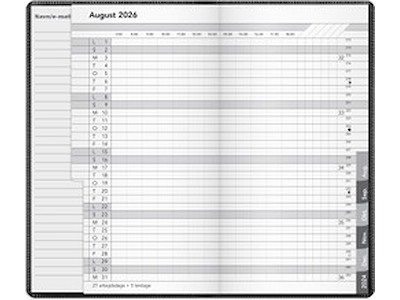 KALENDER MAYLAND 2026 26090100 BASIC MÅNEDSKALENDER SORT PP-PLAST 17,3X9,8CM