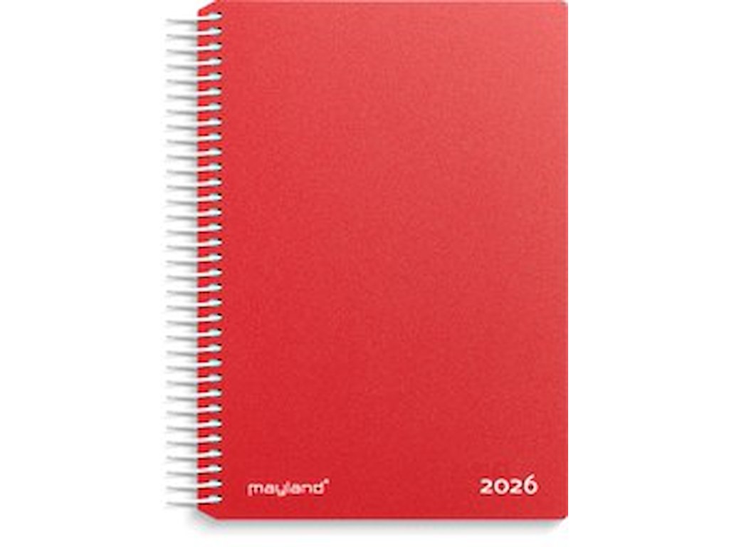 KALENDER MAYLAND 2026 26210040 DAGKALENDER RØD PP-PLAST 17,5X13,5CM