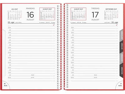 KALENDER MAYLAND 2027 27210040 DAGKALENDER RØD PP-PLAST 17,5X13,5CM