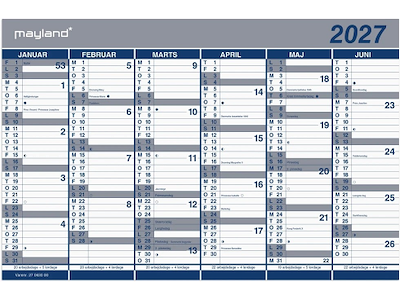 KALENDER MAYLAND 2027 27063000 2X6MDR. KONTORKALENDER A3 KARTON 44X29CM