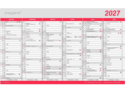 KALENDER MAYLAND 2027 27055000 2X6MDR. FLAGKALENDER 39X24CM