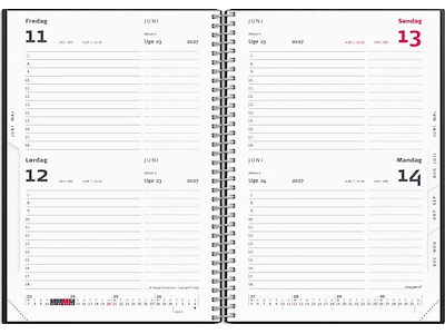 KALENDER MAYLAND 2027 27205000 2-DAGSKALENDER SORT PP-PLAST 17,5X11,75CM