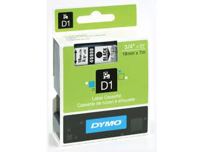 PRÆGETAPE DYMO D1 TAPE 12 MM. SORT/KLAR S0720500 45010
