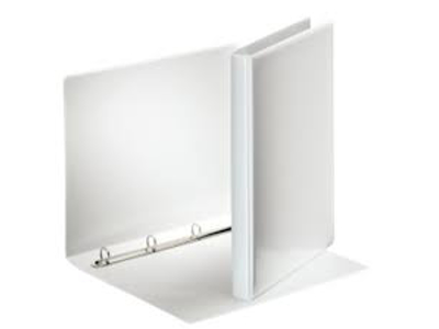 PANORAMABIND A4 M. 2 UDV. LOMMER 4 D-RINGE 25MM, RYG 44MM HVID PP FOLIE 49702