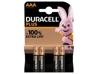 BATTERI DURACELL PLUS POWER AAA 4 STK/PK 