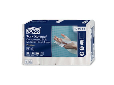 PAPIRHÅNDKLÆDE TORK EXPRESS H2 PREMIUM 2-LAGS M-FOLD 100888 2040 ARK, 4 FOLD. KOMPRIMEREDE - 100288 UDGÅR!