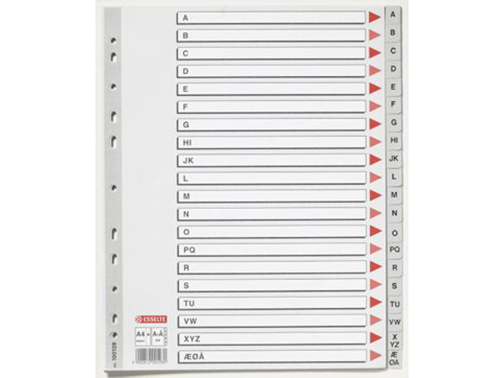 REGISTER ESSELTE A4 PLAST A-Å MAXI MED KARTONFORBLAD 100128