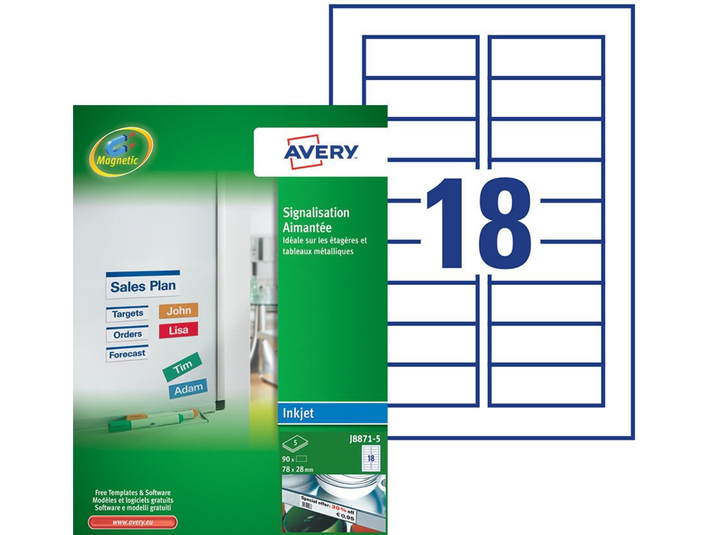 MAGNETLABEL AVERY 78X28MM 5 ARK 5 ARK J8871-5                 *** 