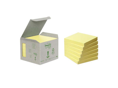BLOK POST-IT 654 76X76MM GUL PK. A 6 STK. - NY MILJØUDGAVE/INDPAK. 