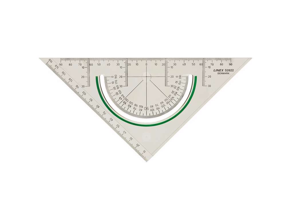 TREKANT LINEX GEOMETRITREKANT MED VINKELMÅLER, L22,5XB16CM. S2622 