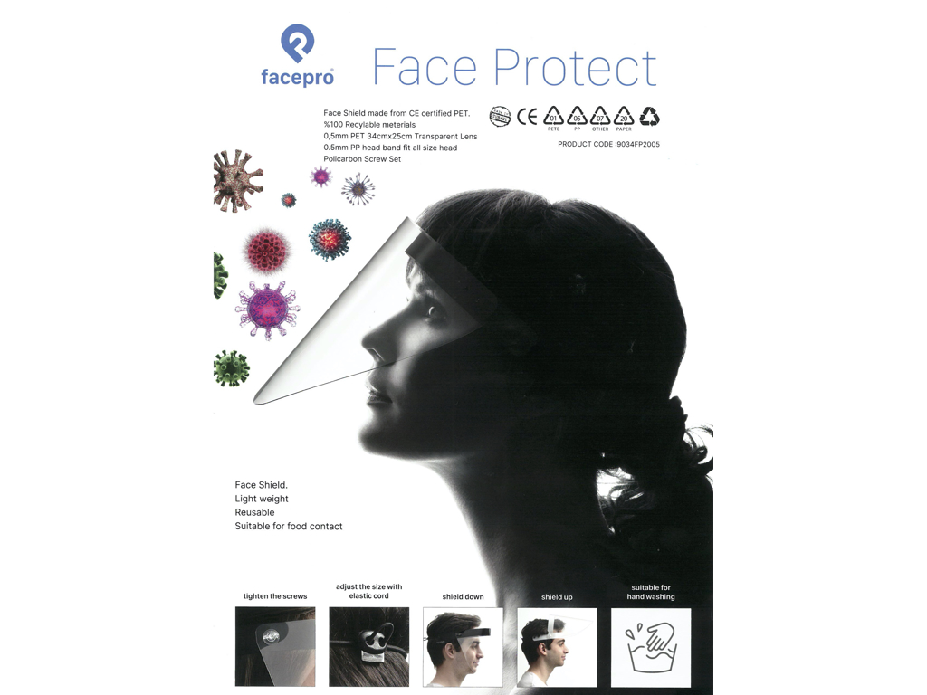 ANSIGTSVISIR CE-MÆRKET MED ELASTIK - KAN VIPPES OP 