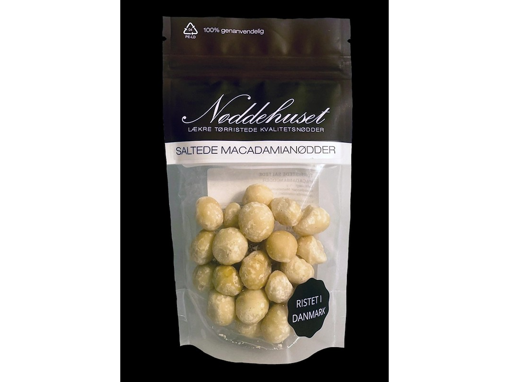 NØDDEHUSET MACADAMIANØDDER SALTEDE TØRRISTEDE 75GR.