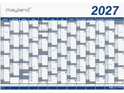 KALENDER MAYLAND 2027 27065100 KÆMPEKALENDER 1X13 MDR. PP-PLAST 100X70CM