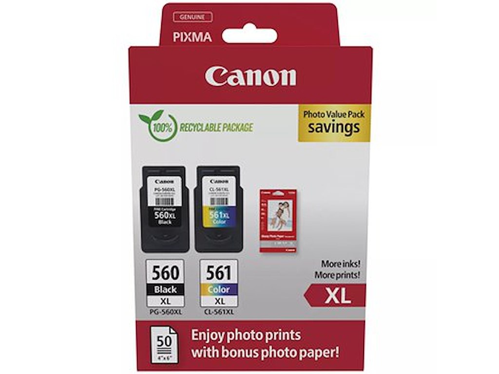 BLÆKPATRON CANON PG560/CL561 XL + 50 ARK 10X15CM ***