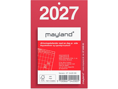 KALENDER MAYLAND 2027 27242000 LILLE AFRIVNINGSKALENDER 10X6,5CM 
