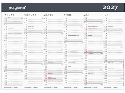 KALENDER MAYLAND 2027 27058050 KONTORKALENDER MODERNE A5 14,5X21CM