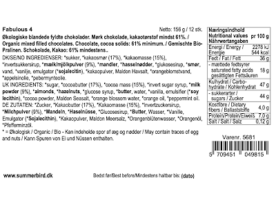 SUMMERBIRD FABULOUS 4 SOMMERFUGLE 156GR. PURE AMANDE, AMBER, MINT OG MARCIPAN 5681