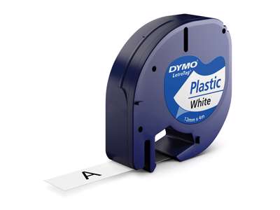 PRÆGETAPE DYMO LETRATAG  PLAST TAPE HVID 12MM X 4 M. S0721660