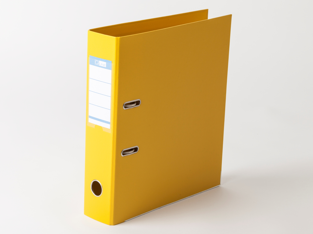 BREVORDNER Q-LINE A4 MED 75MM RYG OG METALSKINNE GUL 