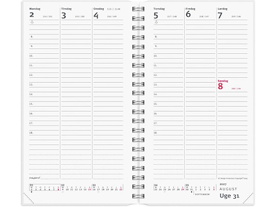 KALENDER MAYLAND 2027 27088100 WEEK PLANNER HØJFORMAT M/4 ILL. 9,5X16,8CM