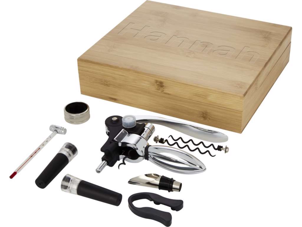 VINSÆT MALBICK 9-DELT, 2 PROPPER PROPTRÆKKER, SKÆNKER, FOLIESKÆRER TERMOMETER, DRÅBEFANGER, 2 EKSTRA