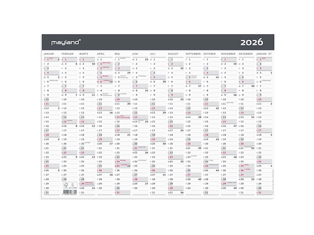 KALENDER MAYLAND 2026 A3 29,7X42CM VÆGKALENDER MODERNE 26063300